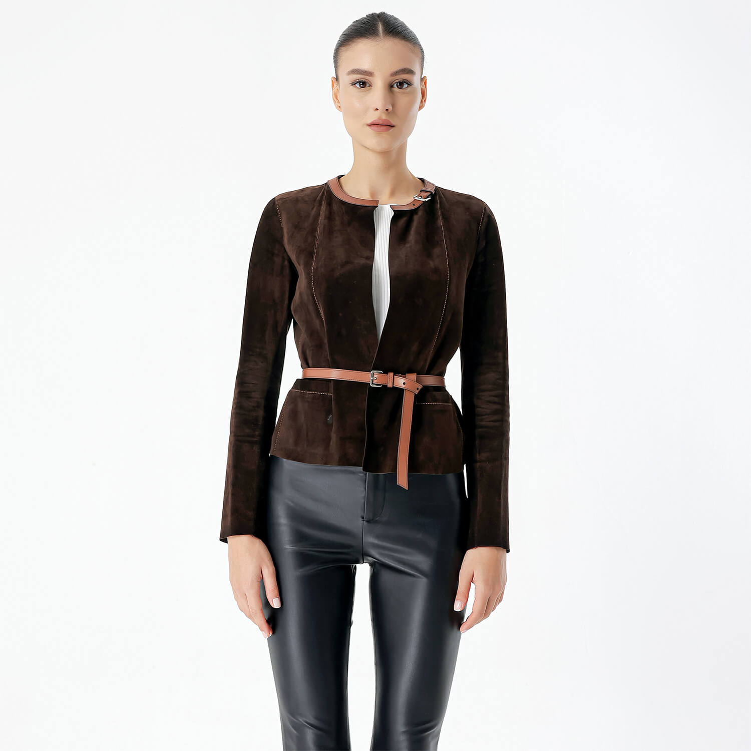 Prada - Brown Velvet Belted Jacket